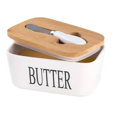 Produktbild von Butterdose mit Buttermesser & Holzdeckel – 600ML, versiegelt