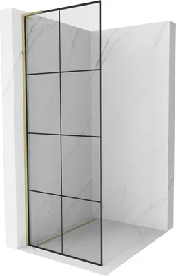 Produktbild von Mexen Kioto L Duschwand Walk-in 70 x 200 cm, schwarzes Muster, gold - 800-070-103-50-77