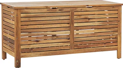 Zdjęcie produktu dla BELIANI Skrzynia ogrodowa jasnobrązowy akacjowe 130 x 64 cm pokrywa na zewnątrz patio