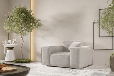 Productafbeelding van Design fauteuil CESINA, bekleed met stof Ascot in de kleur crème