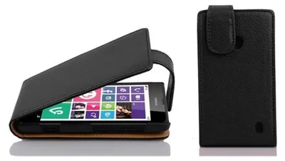 Produktbild von Cadorabo Schutzhülle für Nokia Lumia 630 / 635 Hülle in Schwarz Flip Etui Handyhülle Case Cover Kunstleder