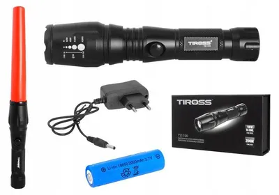 Produktbild von Starke Polizei-Taschenlampe Tiross Ts1154 mit Signalaufsatz, Akku