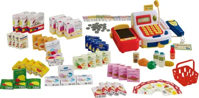 Produktbild von roba Kaufladenzubehör, Kasse, Einkaufskorb, Lebensmittel Set & mehr