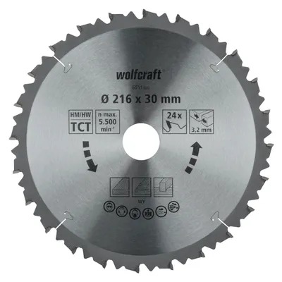 Immagine prodotto di Wolfcraft® Lama per troncatrice HM 24 denti Ø216 mm