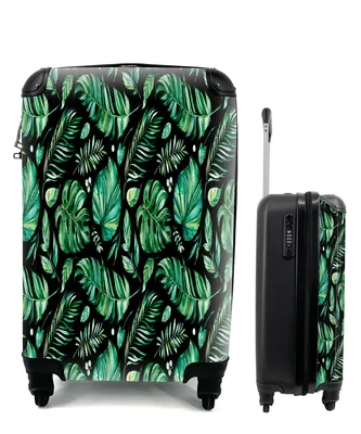 Produktbild von MuchoWow® Koffer Handgepäck Trolley Rollkoffer Kleine Reisekoffer mit 4 Rollen - Vintage - Blätter - Pflanzen - Cabin Size < 55x40x23 cm & 55x40x20 cm - Fotokoffer - Kabinenkoffer - Boardgepäck - Reise-Box - Reisekoffer - Reisegepäck - Koffer mit Bild - Trolley für Kinder