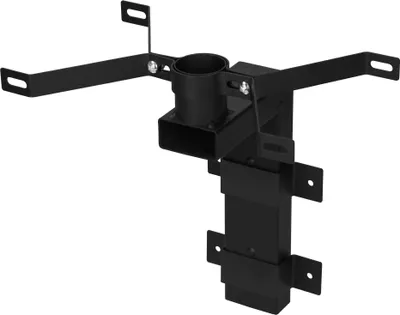 A black metal bracket for a mailbox.