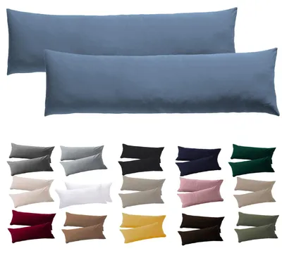 Productafbeelding van Soifix kussensloop voor zijslapers, 40 x 145 cm - Set van 2 lichtblauwe kussenslopen met rits, 100% microvezel, duurzaam en hypoallergeen.