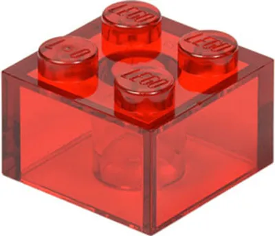 Image de 1 pièce LEGO, pièce c. 3003 en rouge trans (rouge trans)