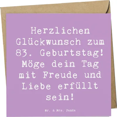 Produktbild von Mr. & Mrs. Panda Grußkarte Spruch 83. Geburtstag - Lavendeltraum - Geschenk, Geburtstagsfeier 83 Jahre, Happy Birthday, Glückwunsch, faltkarte, besonderer, doppelkarte