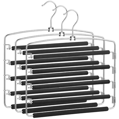 Hosenbügel-Set 3er, platzsparend, für 5 Jeans pro Stück
