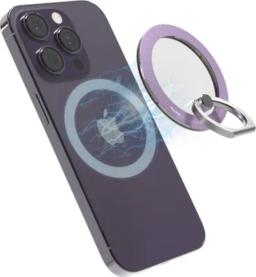 Obrázok produktu pre iRing držiak na prst na mobilný prsteň - kompatibilný s mobilným prsteňom Magsafe - 360-stupňová rotácia - funkcia naklonenia o 180 stupňov - fialový
