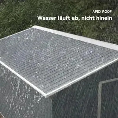 Produktbild von Geräteschuppen, Wetterfestes Gartenhaus für Gartengeräte, mit Belüftungsfenstern, Schiebetüren, Stahl, Kohlegrau
