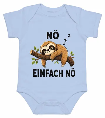 Imagen del producto de Camiseta para bebé, color azul claro, talla 6/12 meses. Diseño: "No. Simplemente no. Perezoso. Durmiendo. Perezoso. Divertido. Declaración. Sarcasmo."