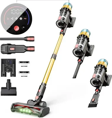 Produktbild von Kabelloser Staubsauger T093 - 40 kPa bürstenloser Motor - 600 W - 3 Saugstufen - 1,2 l Staubbehälter - LCD-Display - bis zu 50 min Laufzeit