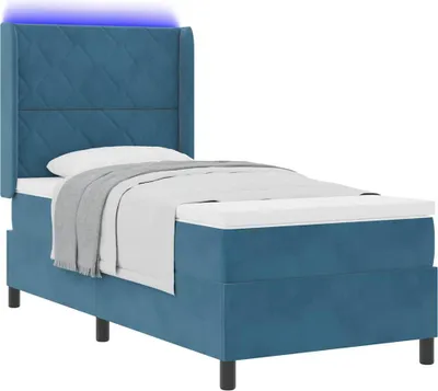 Obrázok produktu pre Posteľ s pružinovým rámom s matracmi Modrá 90 x 200 cm Zamat