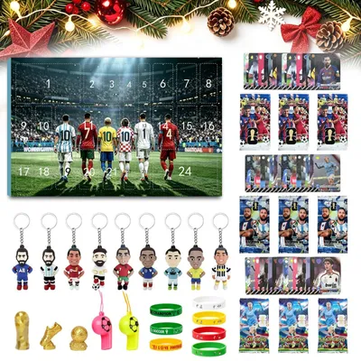 Obrázok produktu pre 24 Adventný Kalendár Futbal Sada Futbalových Kariet pre Futbalové Darčeky