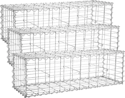 Obrázek produktu pro SONGMICS 3x gabion 100 x 30 x 30 cm pro opěrné zdi zahradní plot gabionová zeď kamenná zeď sloup pozinkovaný GGB333 (3 x GGB133)