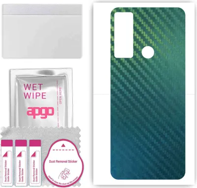 Produktbild von apgo Rückseite Schutzfolie, Skin, kompatibel mit TCL 20 R 5G, Hinten Displayschutzfolie aus Vinylfolie, kratzfest, einfache Montage - Kohlenstoff-Chamäleon CAKA1