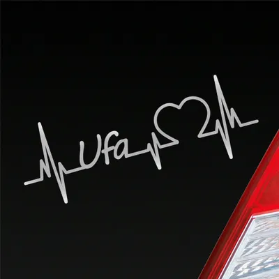 Produktbild von Auto Aufkleber UFA Herz Herzschlag 19x7 cm Silber Sticker Heckscheibenaufkleber