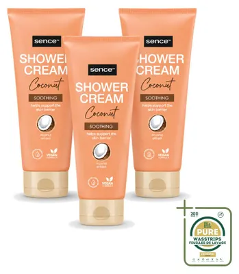 Image de 3 x Crème douche au lait de coco Sence - Nourrissante - 200 ml - Pack économique - 3 pièces