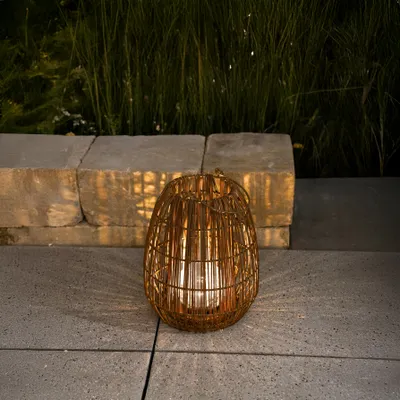 Image de esotec Solar lampe en rotin Isabella 28 Crackle verre brisé boule style boho 102281