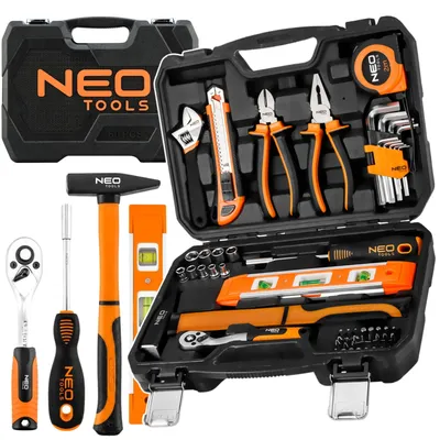 Produktbild von NEO TOOLS DIY Werkzeugset, 60 Teile im robusten Koffer