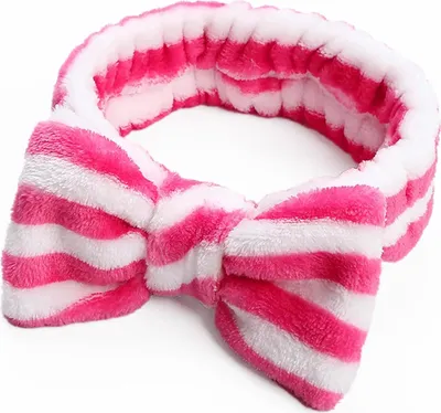 Produktbild von Spa-Haarband mit Polarfleece-Streifen in Fuchsia und Weiß