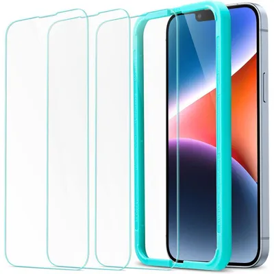 Produktbild von Displayschutzfolie für iPhone 14 Plus & 13 Pro Max, 3 Stück, Panzerglas, Ausrichtrahmen, Militärnorm Schutz