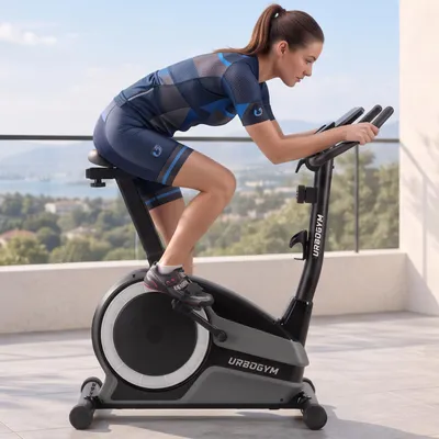 Produktbild von URBOGYM BOOZE Heimtrainer – Magnetisches Fitnessbike mit 14 Widerstandsstufen, 360°-Lenker, 2D-Sattel, 6-kg-Schwungrad, bis 135 kg