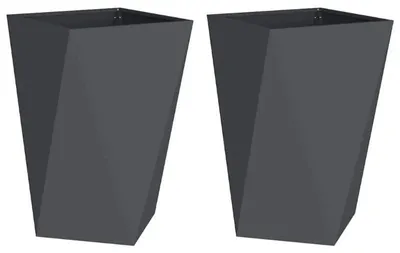 Image de Lot de 2 jardinières - Grandes jardinières en métal - 50x50x75 cm - Design moderne - Pour jardin et terrasse - Noir