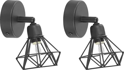 Produktbild von BELIANI Wandleuchte Schwarz Metall 2er Set Verstellbar Diamant Form Industrie Look Moderne Wandlampe