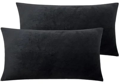 Produktbild von 2er Set Kissenbezüge 40 x 80 cm Anthrazit Samt Weich Flauschig