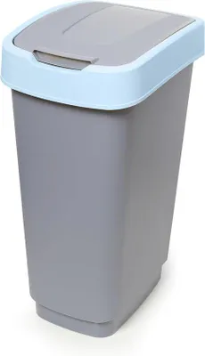 Image de Poubelle Famanu avec couvercle pivotant – 50 litres – Gris-bleu