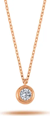Produktbild von Halskette mit 0,16 Carat Solitär Brilliant Diamant in 14 Karat Rotgold Rosegold