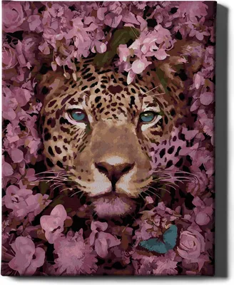Produktbild von Oh Art! – Malen nach Zahlen Set Leopard – 40x50cm, mit Holzrahmen und Pinseln DIY
