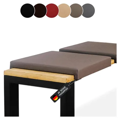 Produktbild von Bankauflage mit Klemmkissen und 2 Leisten, Sitzkissen aus Kunstleder in Taupe, Banktiefe 40 cm