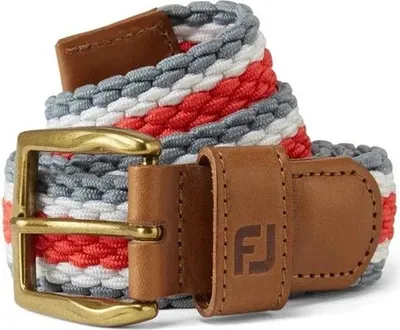 Produktbild von Footjoy Gestreifter geflochtener Gürtel, Golfgürtel, Grau und Rot