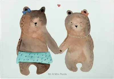 Produktbild von Mr. & Mrs. Panda Schneidebrett Bär Freundin - Weiß - Geschenk, Beste Freund Liebe Liebesbeweis Verliebt Kumpel Kumpeliene, Servierplatte, Hackbrett, Teddy, Vesperplatte