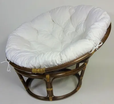 Produktbild von Rattan Papasan Sessel inkl. hochwertigen Polster , D 115 cm , Fb. darkbrown , Polster weiß