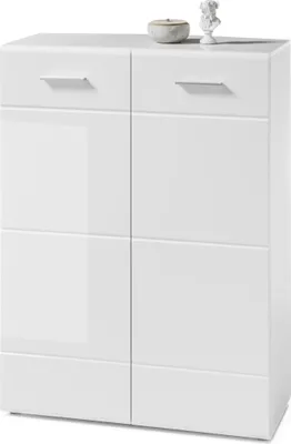Produktbild von Schuhschrank "ORLANDO" Kommode Flurschrank Dielenschrank weiß Hochglanz 90 cm