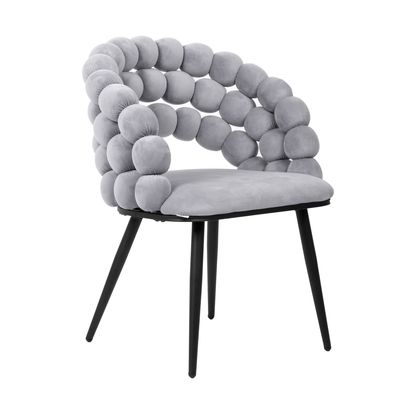 HOMLA BUBBLE velúrové kreslo sivé 57,5x61x81,7cm