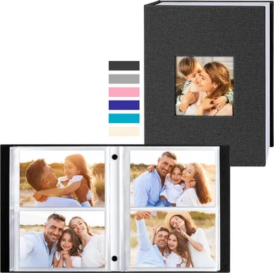 Image de Livre photo noir 200 pochettes 10x15 lin album à insérer pour photos paysage