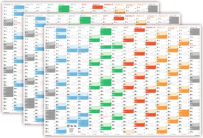 Produktbild von 3 Stück Rainbow Premium Classic2 Wandkalender / Wandplaner DIN A0 2027 (gerollt) Format (841 x 1189 mm) 14 Monate