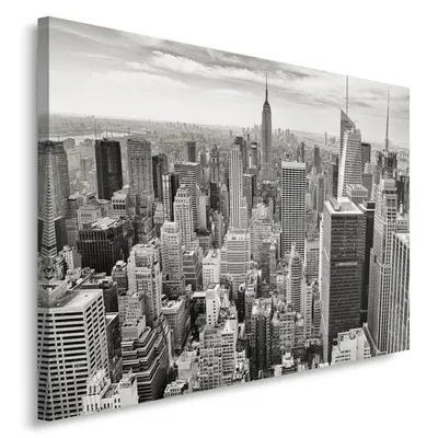 Produktbild von Leinwandbild skyline von new york city 100x70 cm Feeby grau wandbild bereit zum aufhängen