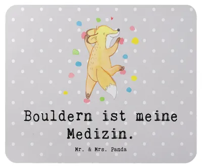 Produktbild von Mr. & Mrs. Panda Mauspad Fuchs Bouldern - Grau Pastell - Geschenk, Boulderhalle, laptop, pc, mausunterlage, Mousepad, Mouse Pad, Kletterhalle, Klettern
