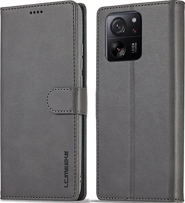 Immagine prodotto di Custodia per Xiaomi 13T/Xiaomi 13T Pro Custodia flip in pelle con chiusura magnetica e supporto, custodia protettiva Grigio