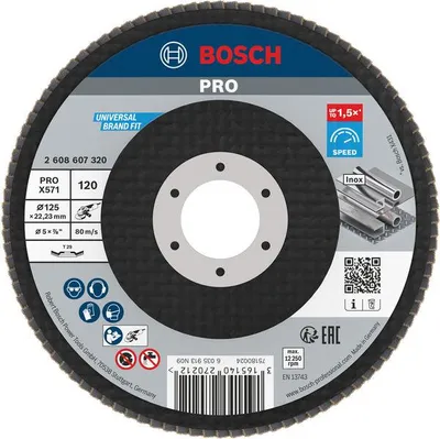 Produktbild von PRO X571 Fächerschleifscheibe, abgewinkelt, 125 mm, K120