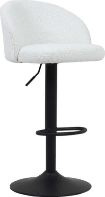 Image de Tabouret de bar Arda Bouclé Blanc | Pieds en métal | H-H 86/107 x L-L 49 x P-P 46 cm