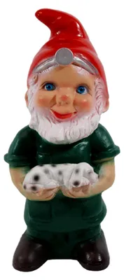 Produktbild von Gartenzwerg Dekofigur Tierarzt stehend mit Hund aus Kunststoff, Höhe 23 cm