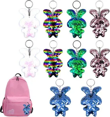 Image de Pendentifs à paillettes scintillants - Lot de 10 pièces de différentes couleurs - Accessoires de fête et décorations pour sacs